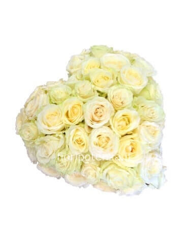 Cuore di rose bianche, diametro 30 cm
