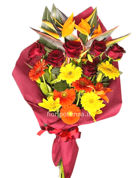 FASCIO LUNGO FIORI MISTI DI STAGIONE COLORATI A SCELTA DEL FIORISTA